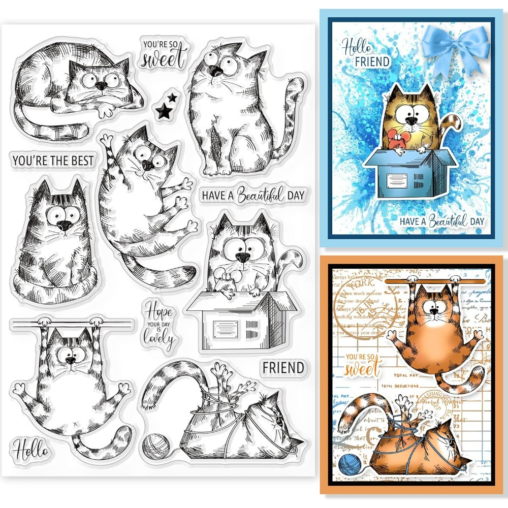 Clear Silicone Stamps For Card Making - 8.3x5.8in Kedi Temizle Pullar Güzel Kedi