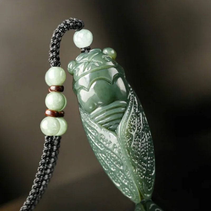 Beading - Doğal Hetian yeşim Cicada kolye boncuk