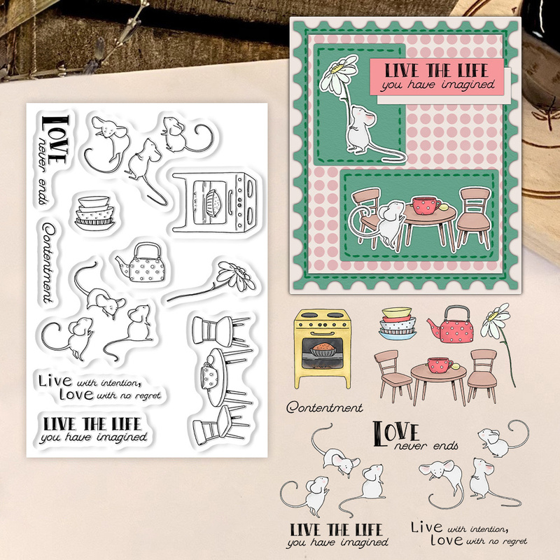 Clear Silicone Stamps For Card Making - Suncraft Küçük Fare ve Mutfak Şeffaf