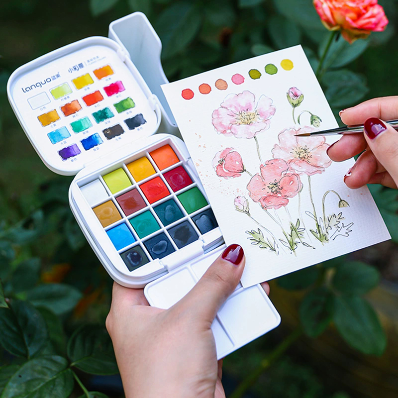 Watercolor Paint Set Solid Pigment - LANGUO 16 Renk Suluboya Boya Seti