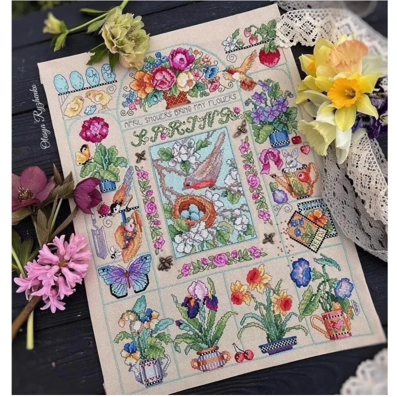 Cross Stitch Stamped Kits Beginners - 【CC2937 Bahar Bahçesi】 Başlangıç Seviyesi DIY
