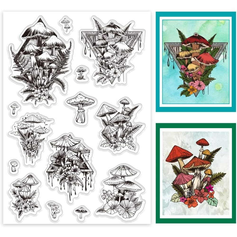 Clear Silicone Stamps For Card Making - Mantar Temizle Damga, Bitki Silikon Damga