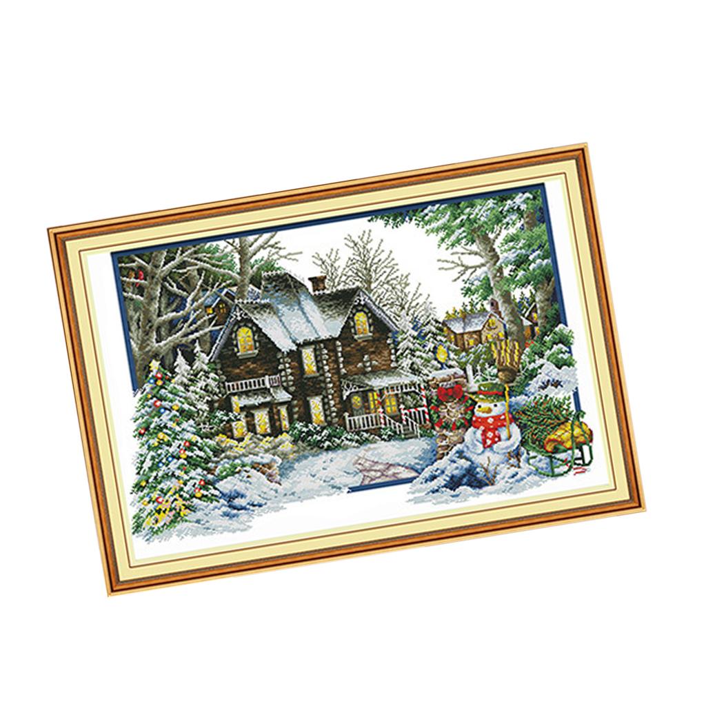 Cross Stitch Stamped Kits Beginners - Önceden Baskılı Kış Desenli Nakış Seti