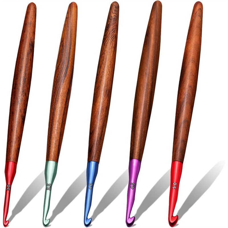 Wooden Crochet Hooks Ergonomic Handle - 【SON ŞANS】Ergonomik Tığ Seti 5 Parça,
