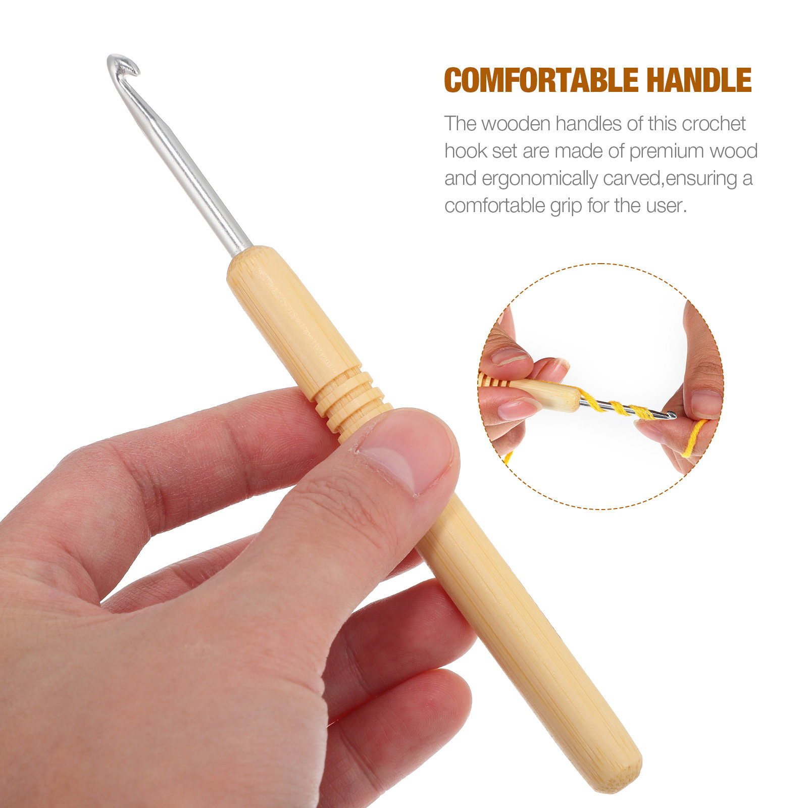 1 Set Ahşap Tığ Seti Çeşitli B - Wooden Crochet Hooks Ergonomic Handle incelemesi ve fiyatı