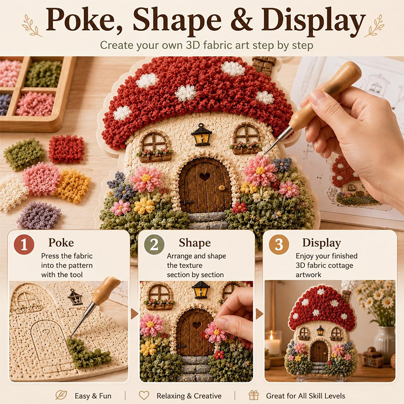 3D Mantar Ev Poke Art DIY Kiti - Sewing incelemesi ve fiyatı