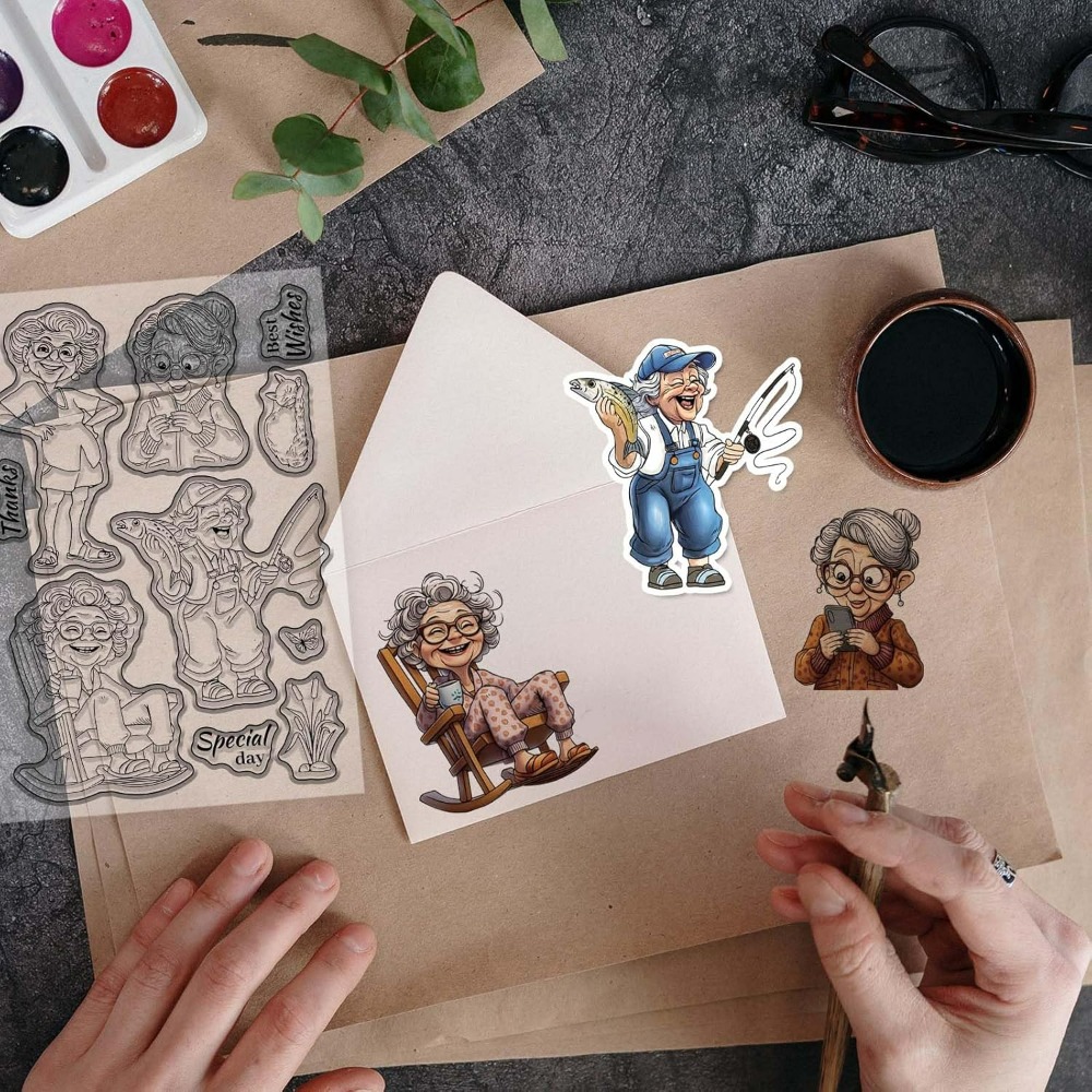 Gülümseyen Yaşlı Bayan Temizle - Clear Silicone Stamps For Card Making incelemesi ve fiyatı