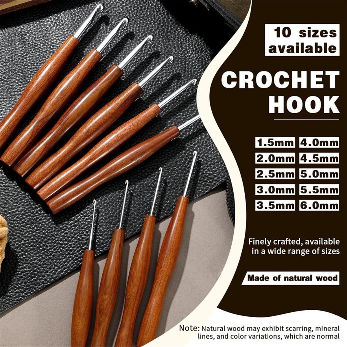 NOCM 5 Adet Tığ Kancası, 5 Boy - Wooden Crochet Hooks Ergonomic Handle incelemesi ve fiyatı