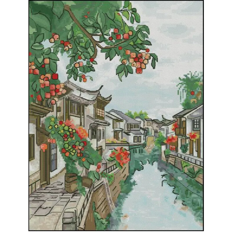 [[CC904-Water Town Jiangnan] Y - Cross Stitch Stamped Kits Beginners incelemesi ve fiyatı