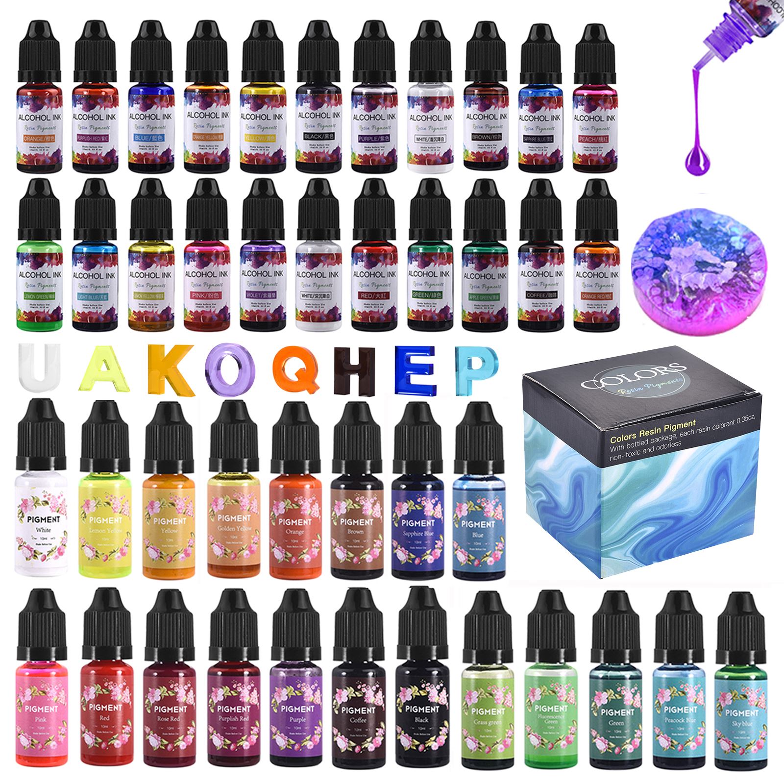 1 takım Reçine Pigment Kiti Sa - Silicone Epoxy Resin Molds Set incelemesi ve fiyatı